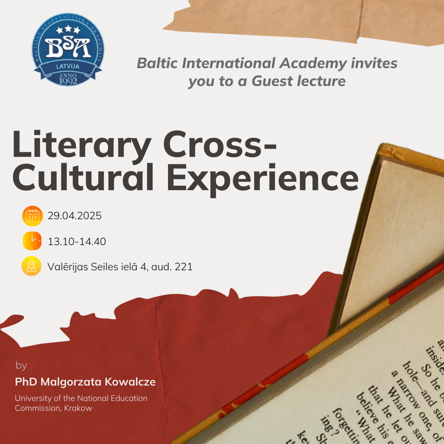 Guest lecture "Literary Cross-Cultural Experience"